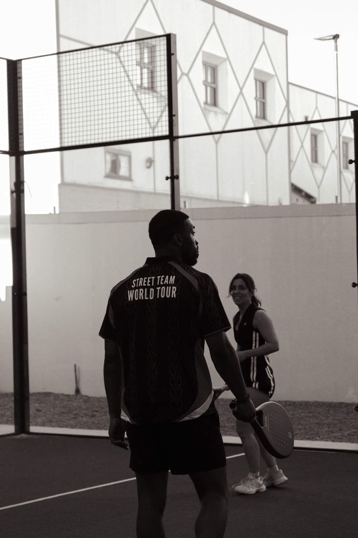 Two players walking onto court